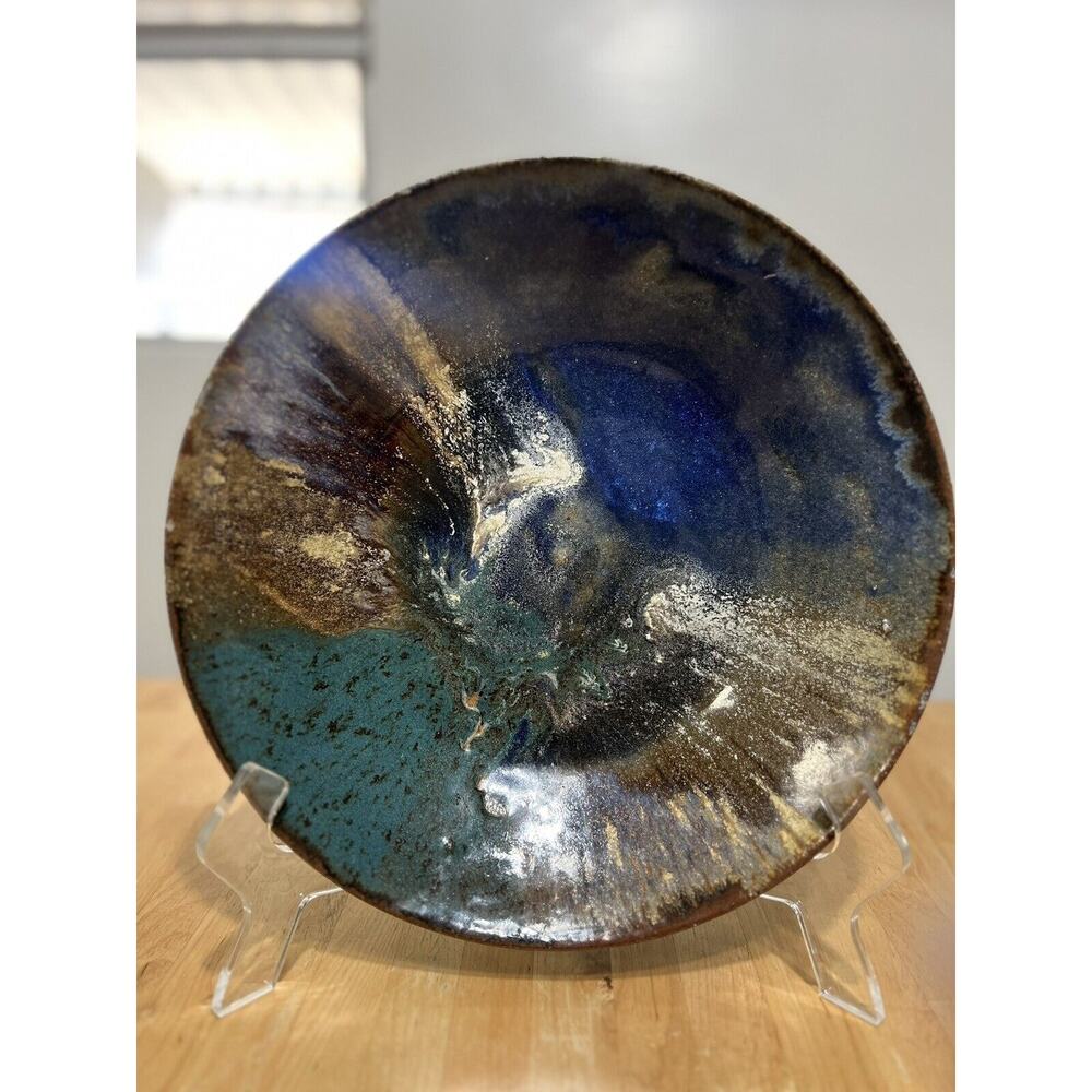 Studio Pottery Bowl Rustic / Modern Design 11” Decorative